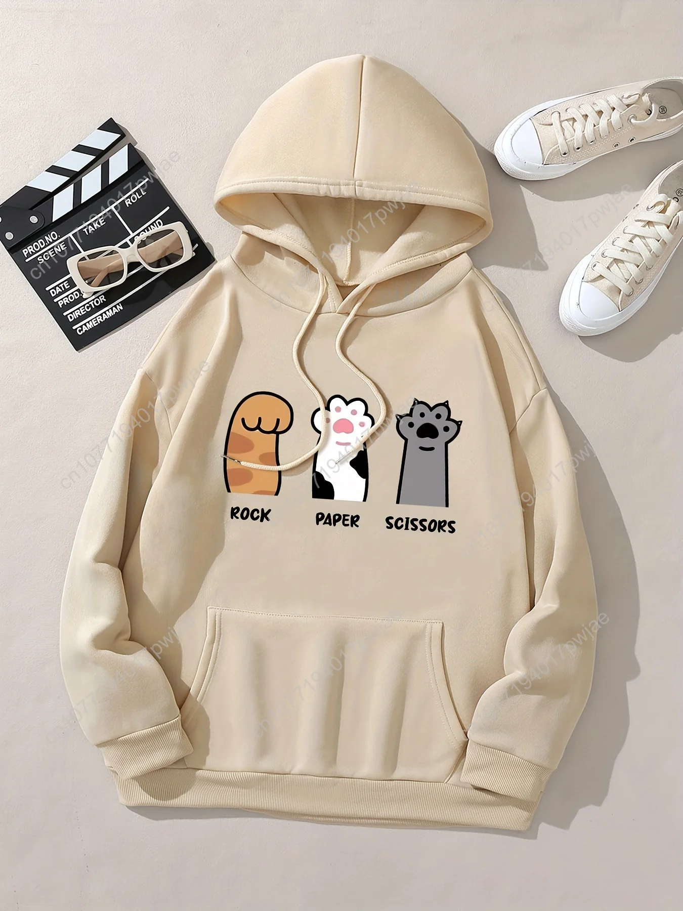 [Sudadera con cappuccio con stampa grafica] Felpa con cappuccio con stampa grafica, tre zampe di gatto, felpa con cappuccio casual con coulisse per l'autunno invernale, coagulo da donna