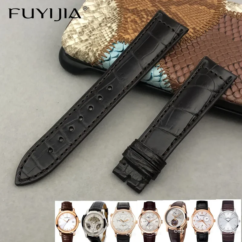 

FUYIJIA Top Nile Crocodile Skin Watchbands Custom Substitute J-aegerLeC-oultre MASTER Strap 19MM 20MM 21MM Genuine Leather Belt