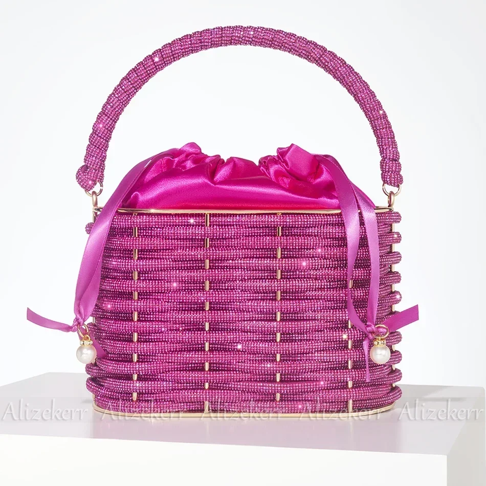 Pochette da sera in cristallo con corda intrecciata da donna Boutique di lusso fatta a mano con strass in metallo borse e borsette da sposa
