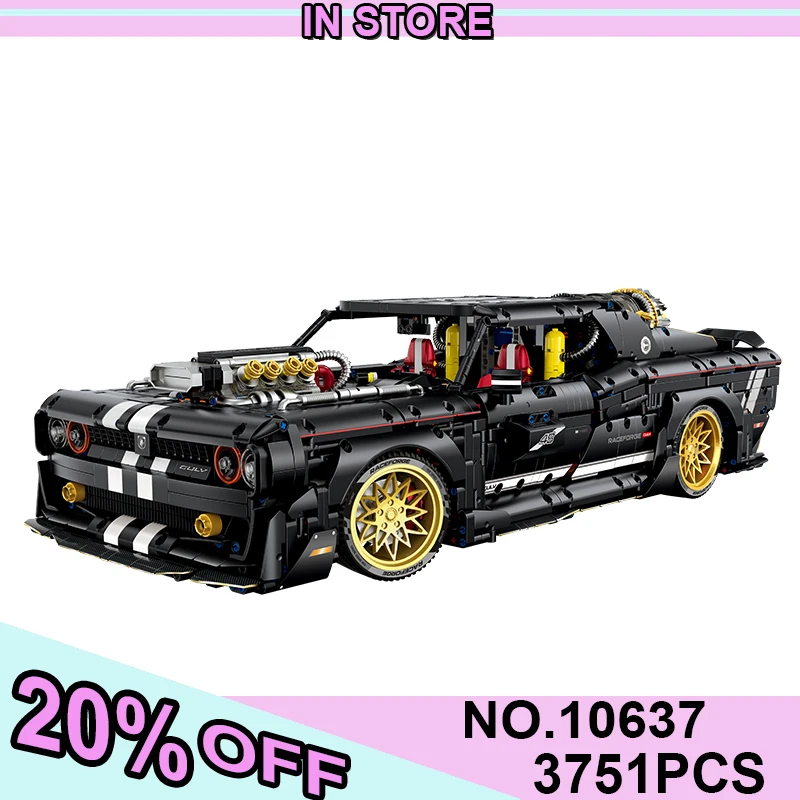 GULY 10637 Dodgedd 1:8 MOC Technical RC Racing Building Blocks Assembling Supercar Bricks Model Toys for Children Christmas Gift