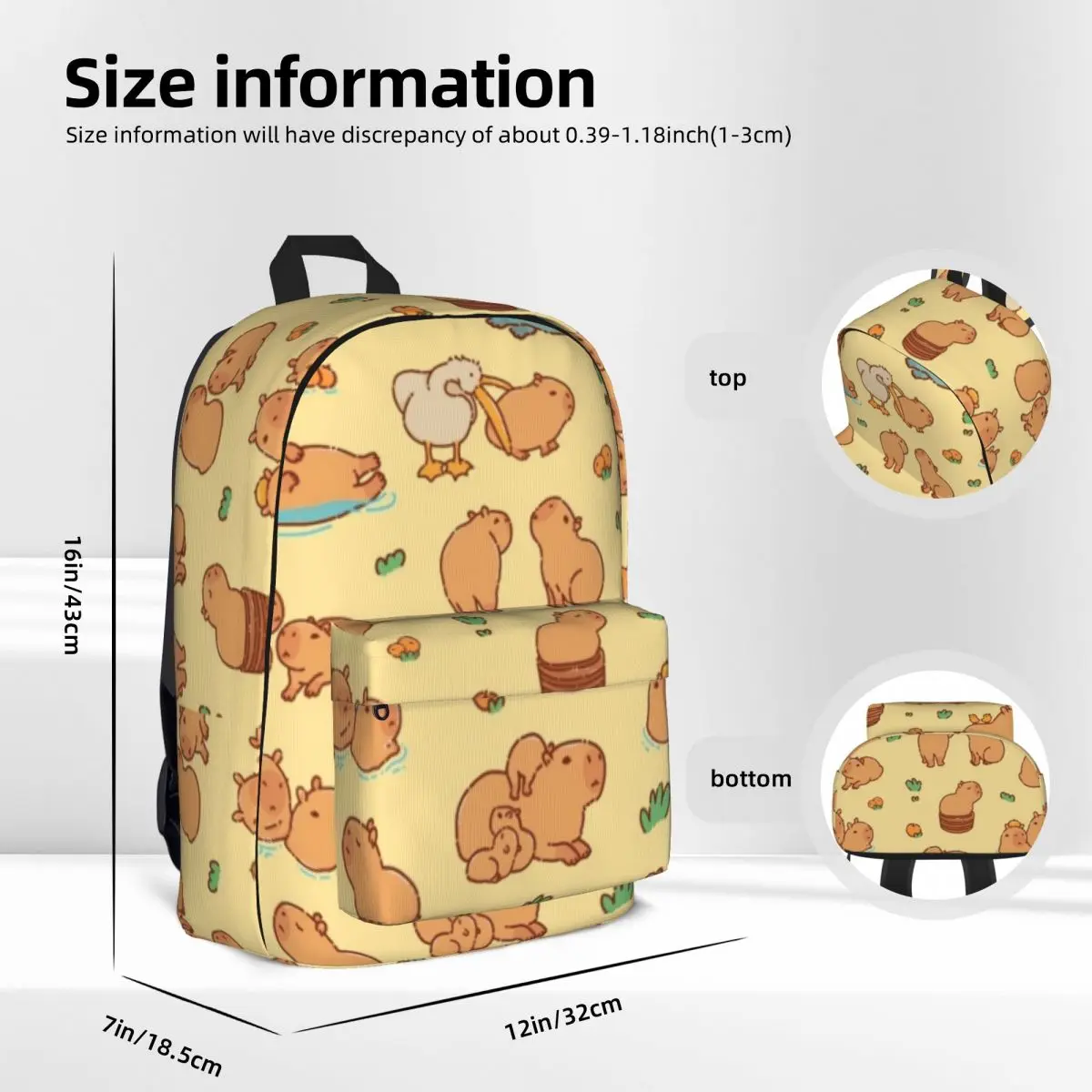 Capybara Backpacks Large Capacity Student Book bag Shoulder Bag Laptop Rucksack Casual Travel Rucksack Children School Bag