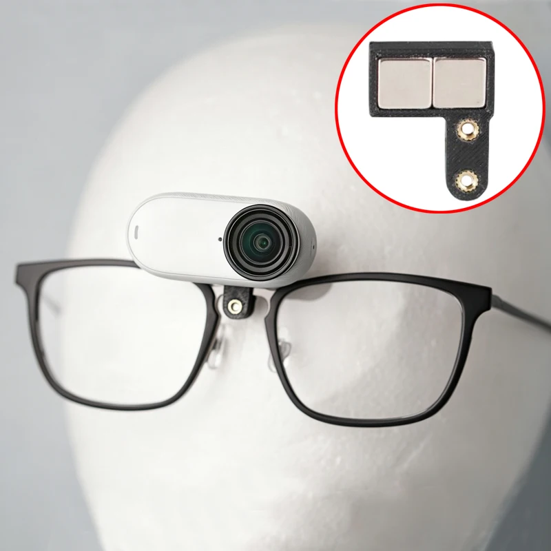 1PCS For Insta360 Go3/3s Magnetic Eyeglass Mount Quick-Attach Adapter Bracket Horizontal/Vertical Orientations Modified Parts