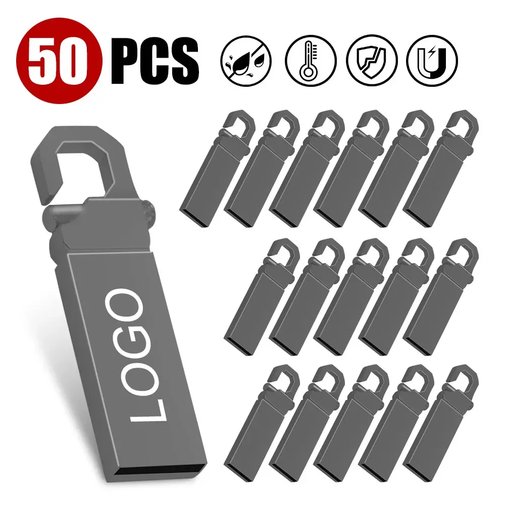 50 Pcs/lot Free Logo Metal USB Flash Drive 64GB 32GB 8GB 4GB Memory Flash USB Stick Pen Drive 128mb 512mb Pendrive 2.0