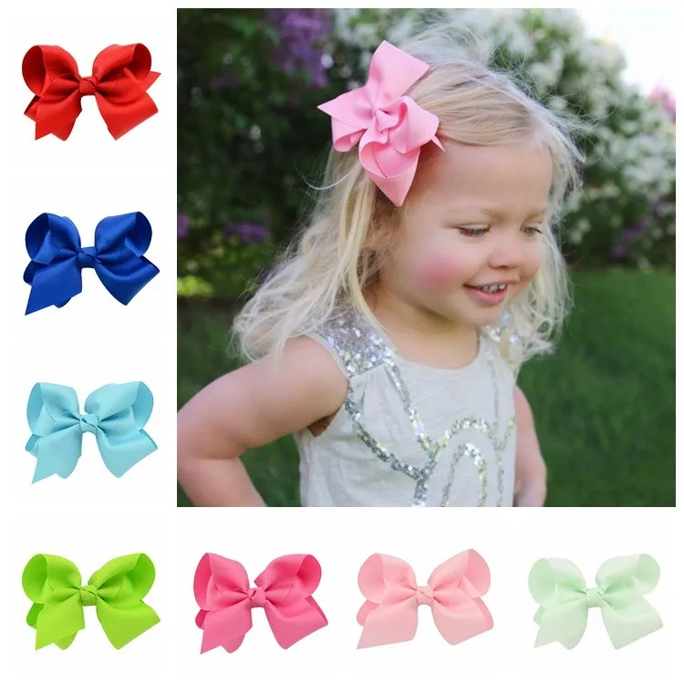 48 Kleur U Pick-Up 100 Stk/partij Schattige 4 "Baby Meisjes Grosgrain Lint Strikken Haarclips Kid Lint Haarstrik Haarspelden Kinderen Haarspeldjes