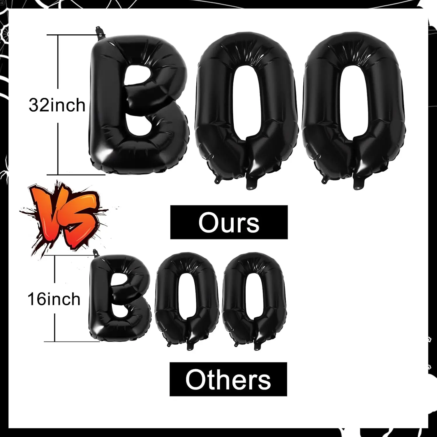 Halloween Balloons Set 35Pcs, Giant Black Spider Balloon, 32 Inch Extra Large BOO, Eyeball Latex Eye Balloons for Halloween Decorations Party Supplies Spooky Birthday Decor