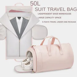 Bolsa de roupa de viagem impermeável feminina, para armazenamento portátil, formal, portátil, rosa, grande capacidade, mochila, moda primavera, 2022