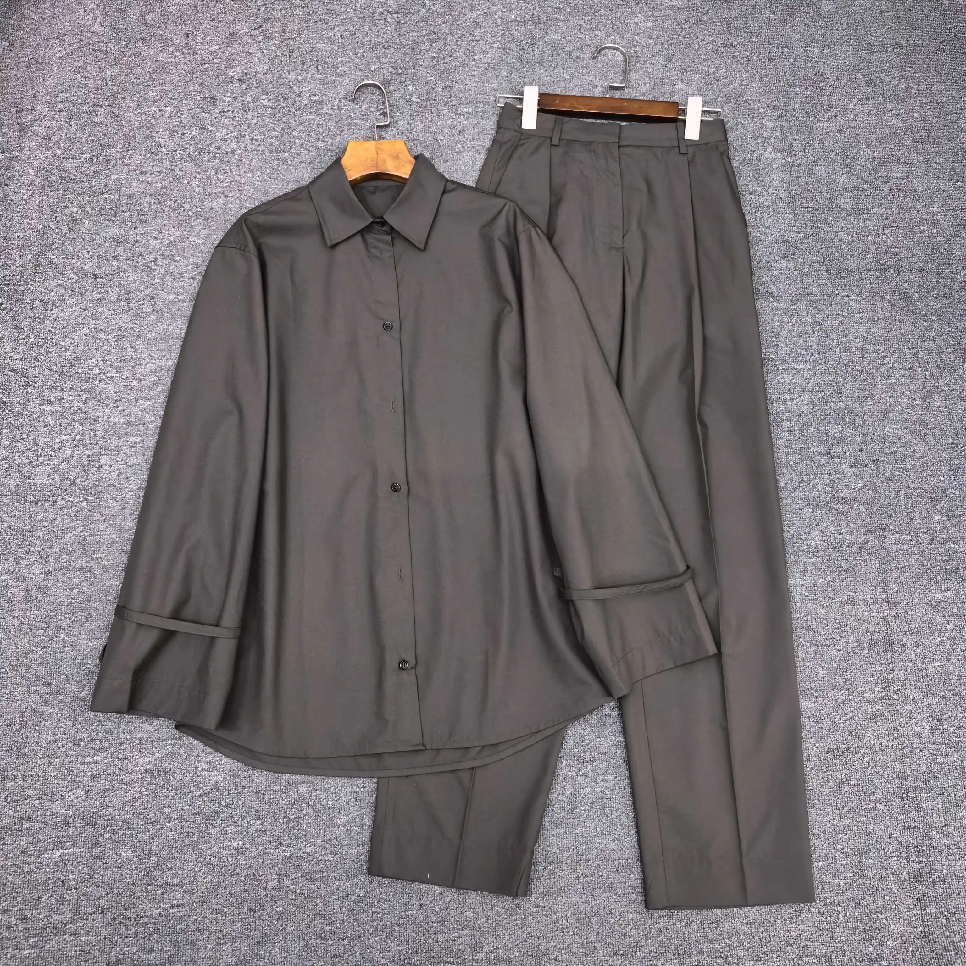 Women'S Loose-Fitting, Tie-Waist Blouse, 2026 Early Spring New Style, Simple Commuter Long-Sleeved Trousers Set