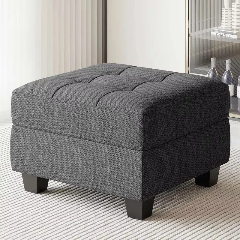 

Ottoman Module with Storage for Modular Sofa Sectional Couch Cube Seat Square Storage Ottoman Footrest Dark Grey