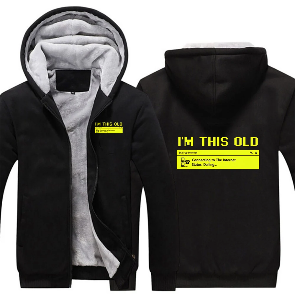 Computer 90s Programmer PC Nerd Geek  Thicken Warm Jackets Long Sleeve Zipper Hoodie Casual Sports Fleece Coat Hooded Men Jacket