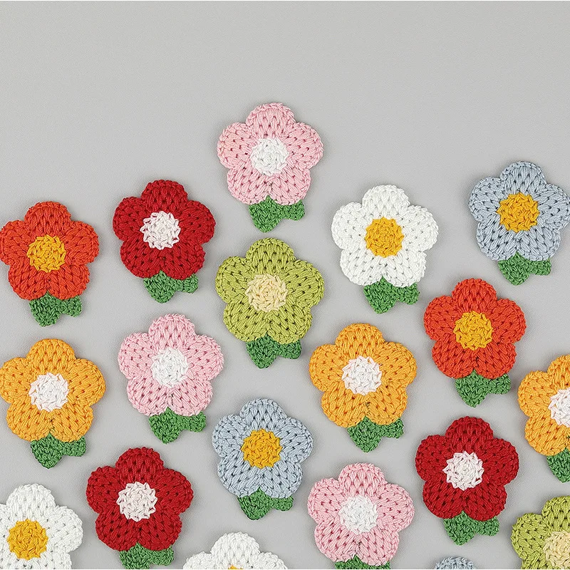 10PCS Flower Knitted Patches Embroidered Fabric Curtains Duvet Covers Decorative Stickers Clothing Accessories