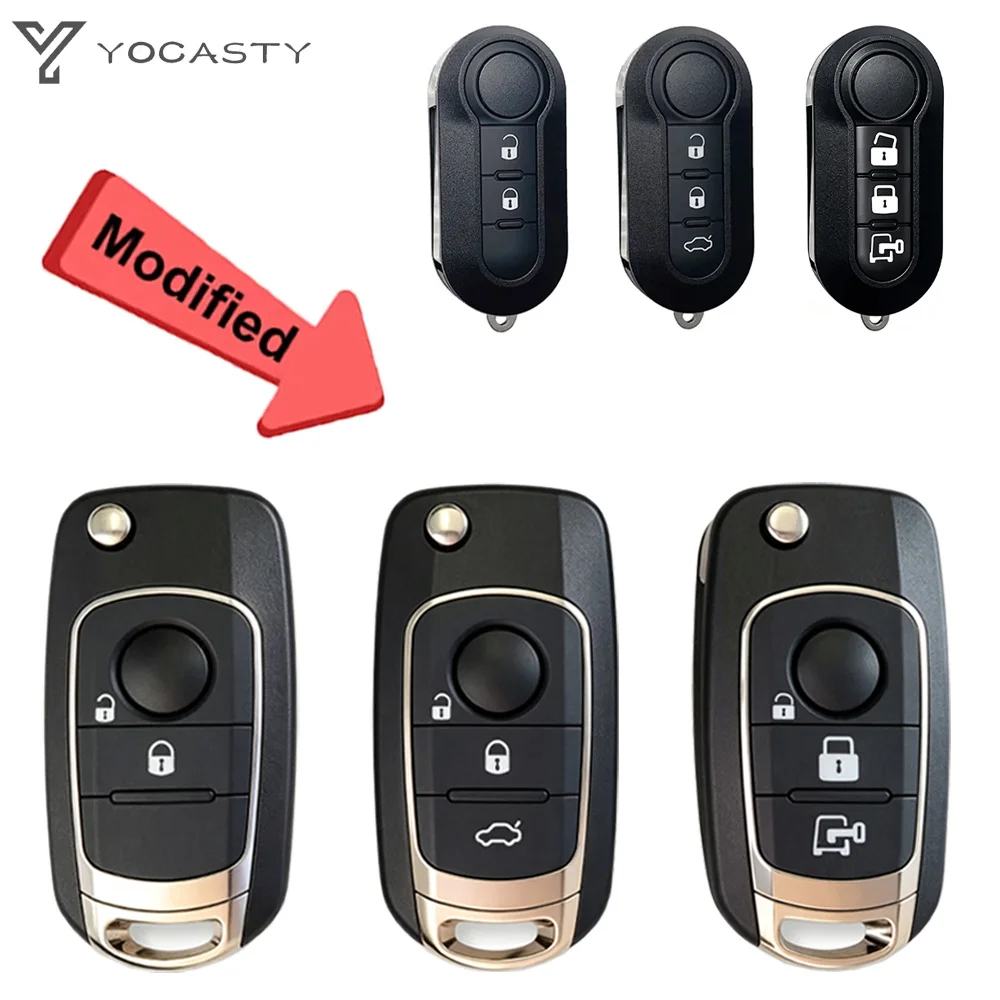 YOCASTY Modified 2/3 Buttons Flip Folding Car Key Shell Case Cover For Fiat 500 Doblo Bravo Ducato Qubo Grande Punto SIP22 Blade