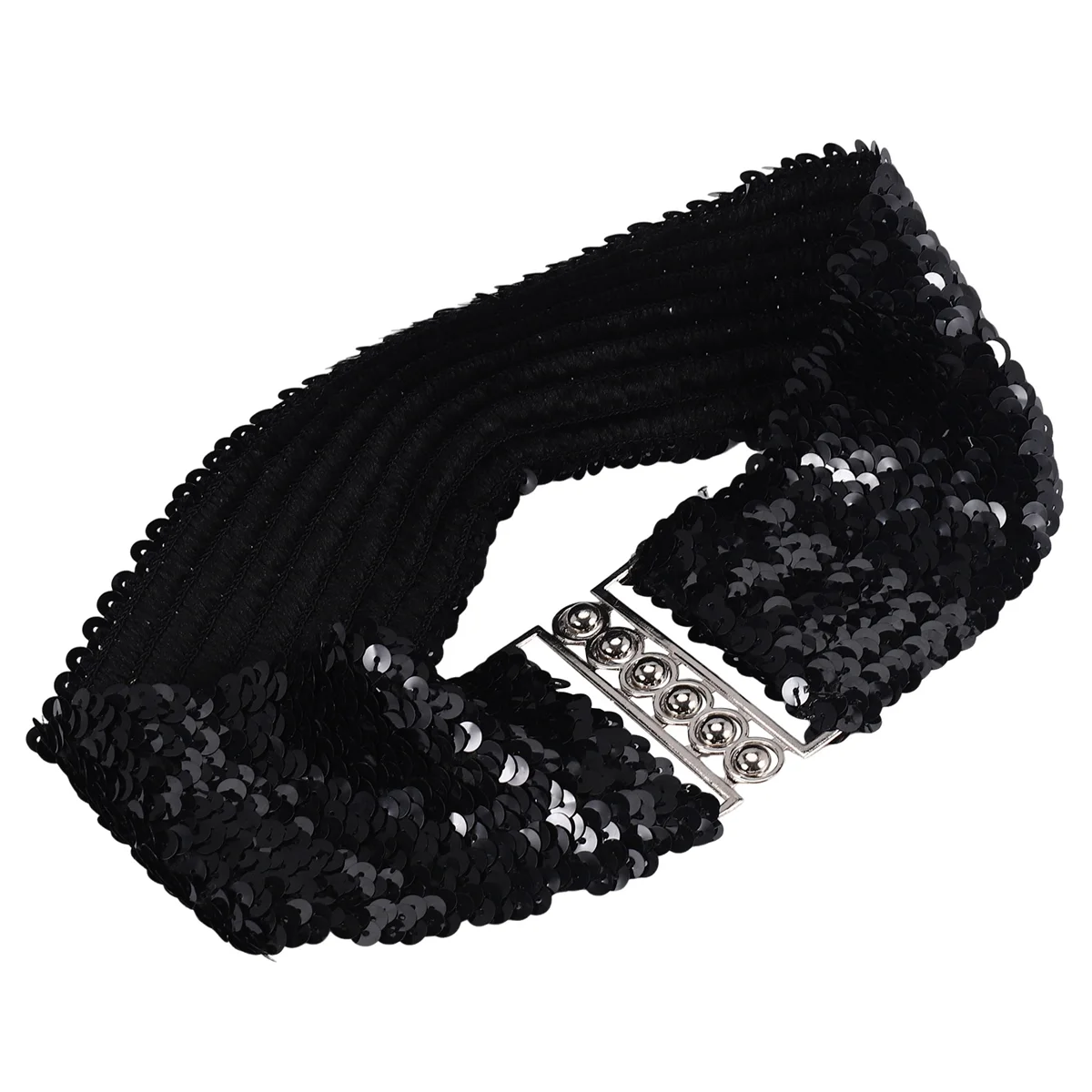 ABQR أسود جديد سيدة الموضة الترتر مطاطا تمتد التسلق الخصر الفرقة حزام عادية