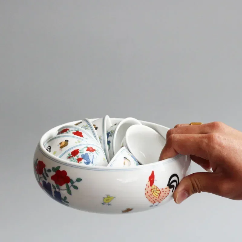 Chinese Tea Set Accessory, Ceramic Wash Bowls, Archaistic Rooster Teapot Teacup Cleaning Basin, Large, Teaware, Porcelain