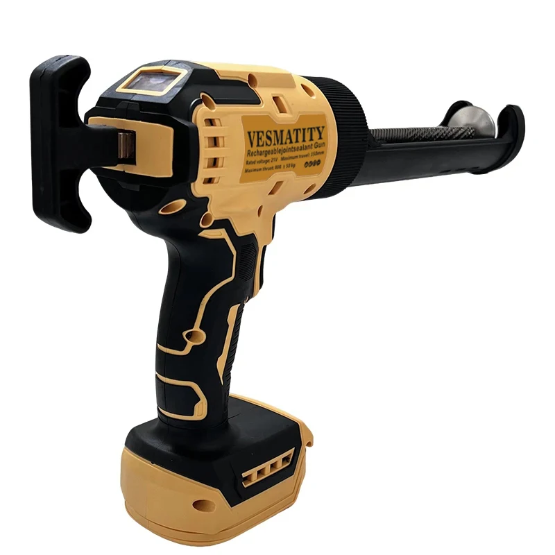 Electric Glass Glue Gun with LED Light Cement Glass Adhesive Glue Wireless Glass Windows Filling Sewing Gun for Dewalt Battery