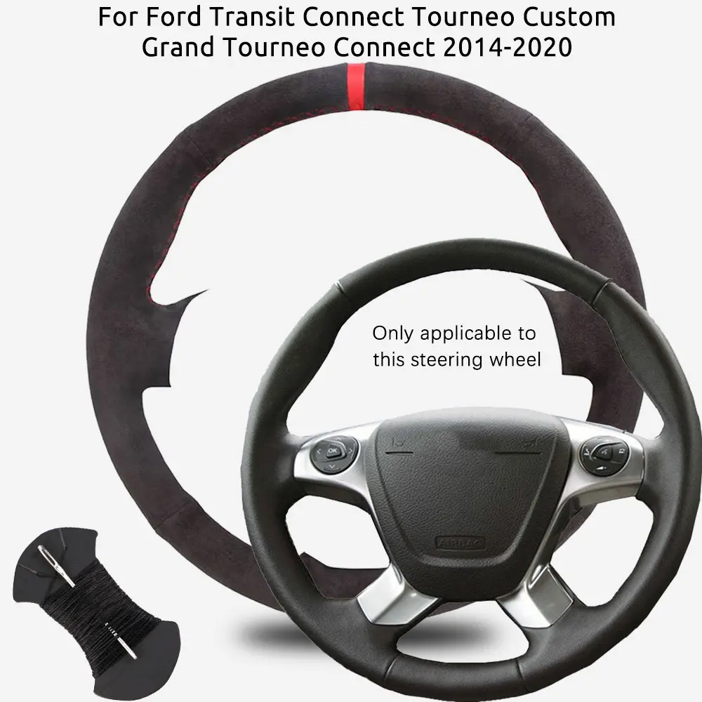Image of Mikrofaser-Leder-Auto-Lenkradbezug für Ford Transit Connect Tourneo Custom Grand Tourneo Connect 2014–2020