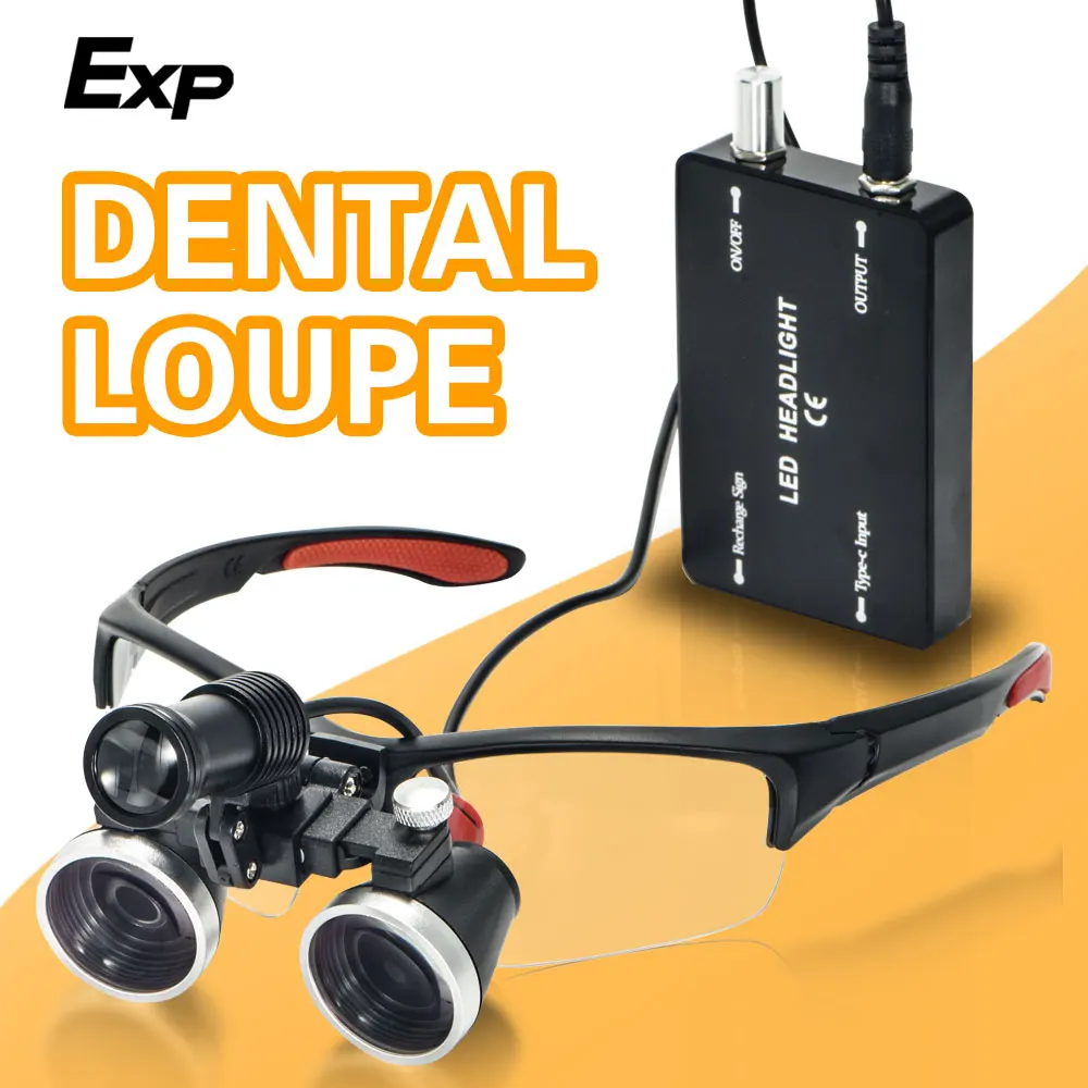 Lupa dental binocular, Exp 3.5X, 2.5X com LED, Beleza cirúrgica médica