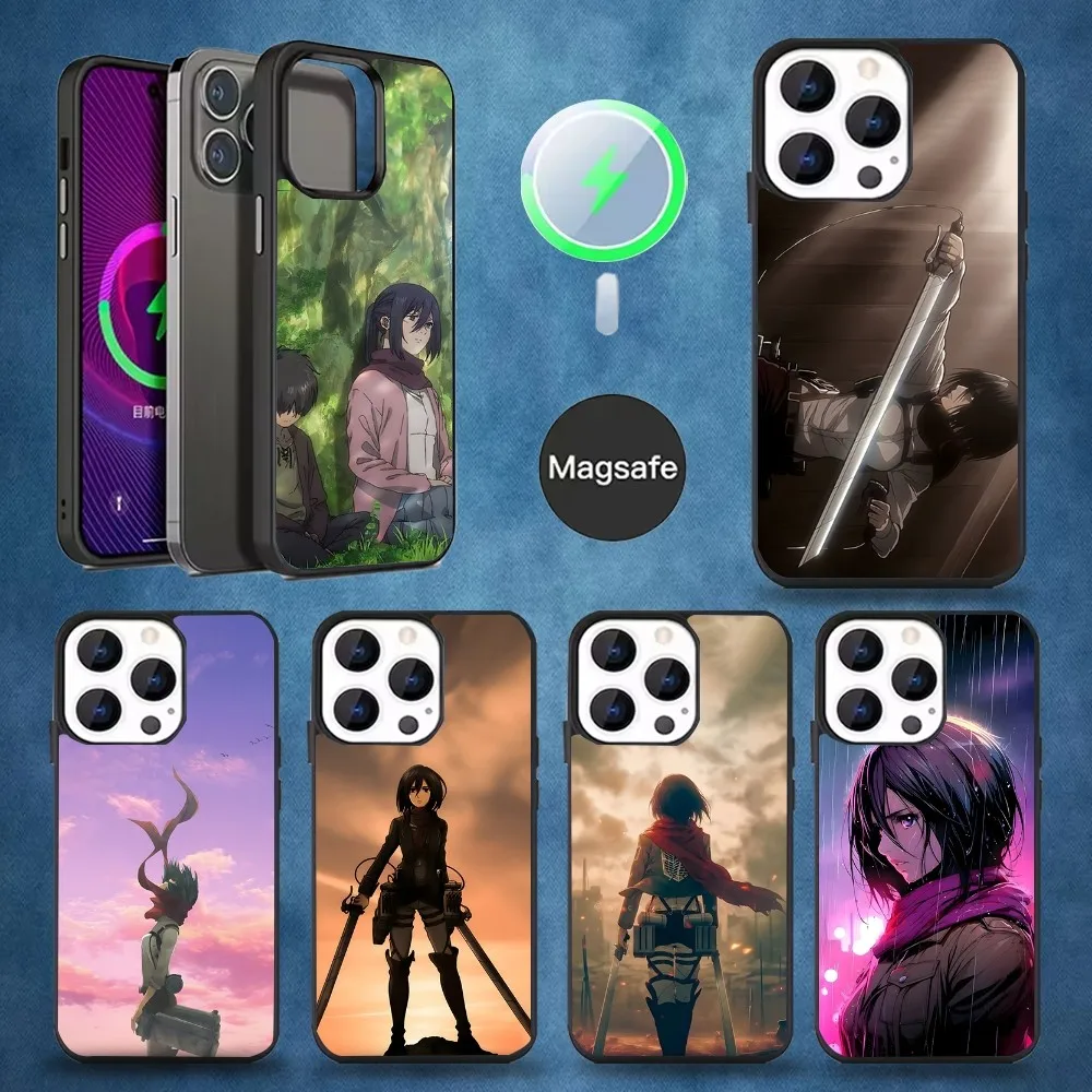 

A-Attack on T-Titan M-Mikasa Phone Case For iPhone 16,15,14,13,12,11,Pro,Max,Plus,Mini,Magsafe,Magnetic Wireless Charging Case