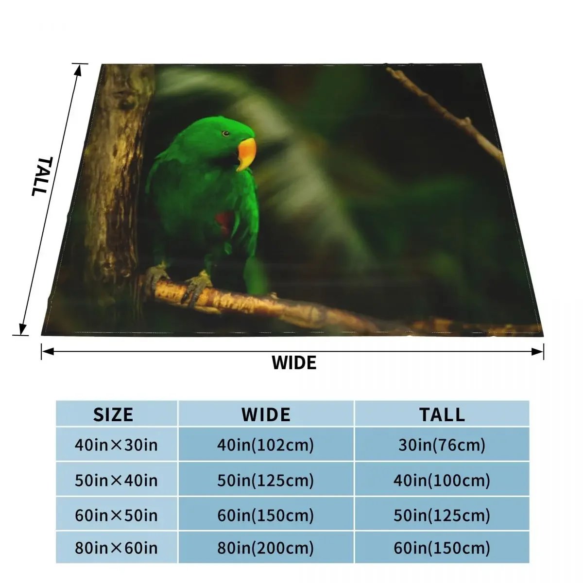 Exotic Bird Green Parrot Eclectus male Throw Blanket fluffy Sofa Quilt Winter beds Blankets