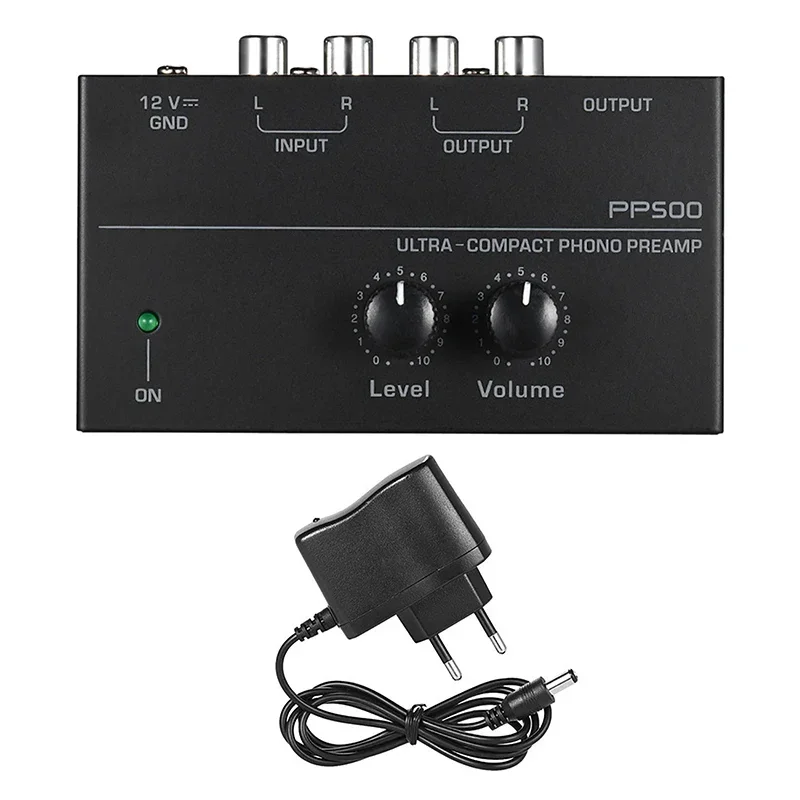 

Portable Phono Preamp Preamplifier With Level Volume Control For LP Vinyl Turntable RCA Input 1/4" TRS Output Interfaces