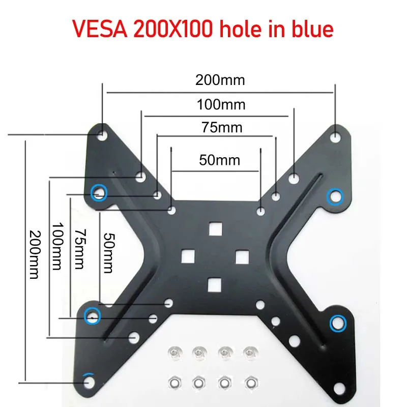 DL-A1 VESA Extension bar Adapter 100x100 to 200x200mm 200X100MM monitor extend support clamp mount bracket