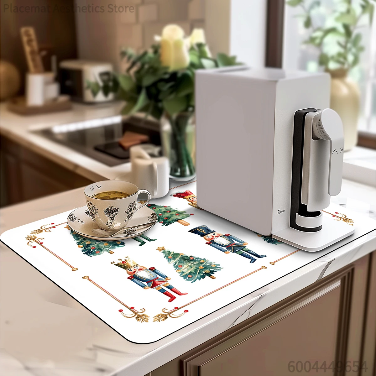 Antiskid Kitchen Absorbent Draining Mat Christmas Nutcracker Super  Draining Coffee Dish Drying Mat Quick Dry Bathroom Drain Pad