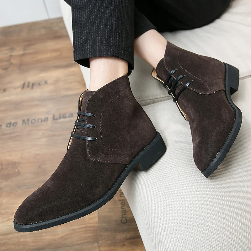 

High Quality Genuine Leather Designer Dress Man Business Formal Chelsea Ankle Boots for Men Fashion Casual Man Shoes Footwear 48