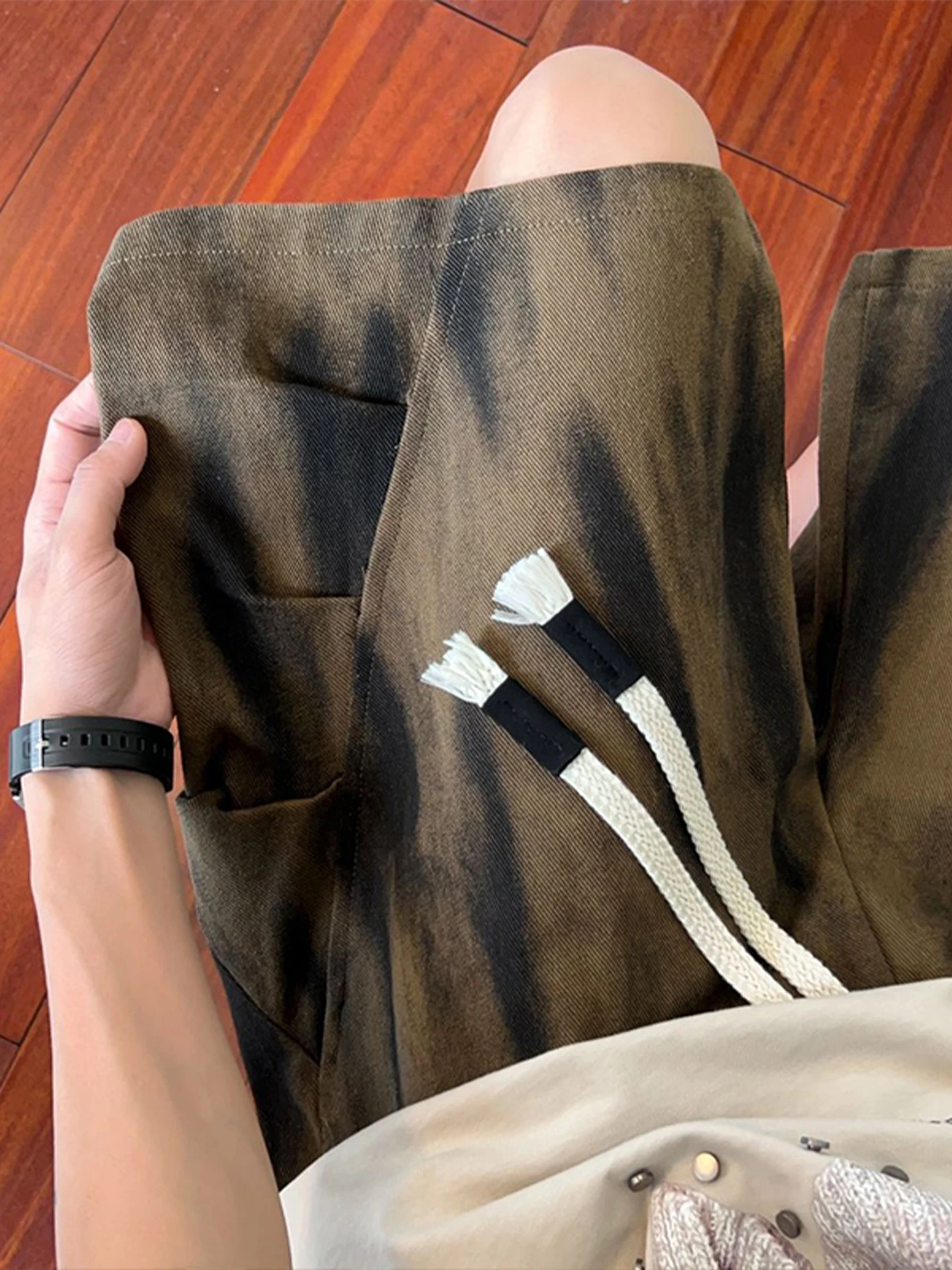 

Men's Workwear Dyed orts Spring Summer Loose Wide Leg Sports Beach Five-Point Pants Pleated Casual American Sle