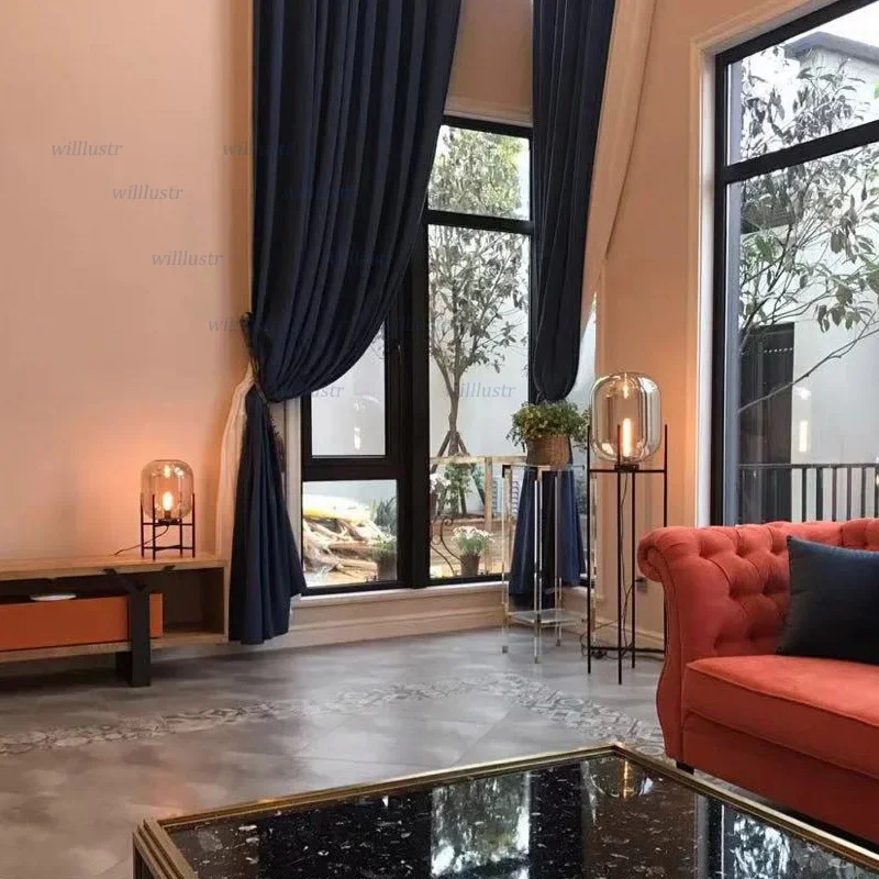 Iron Glass Table Lamp Stand Upright Light Hotel Store Living Room Sofa Corner Study Bedside Luxury Decorative Lighting