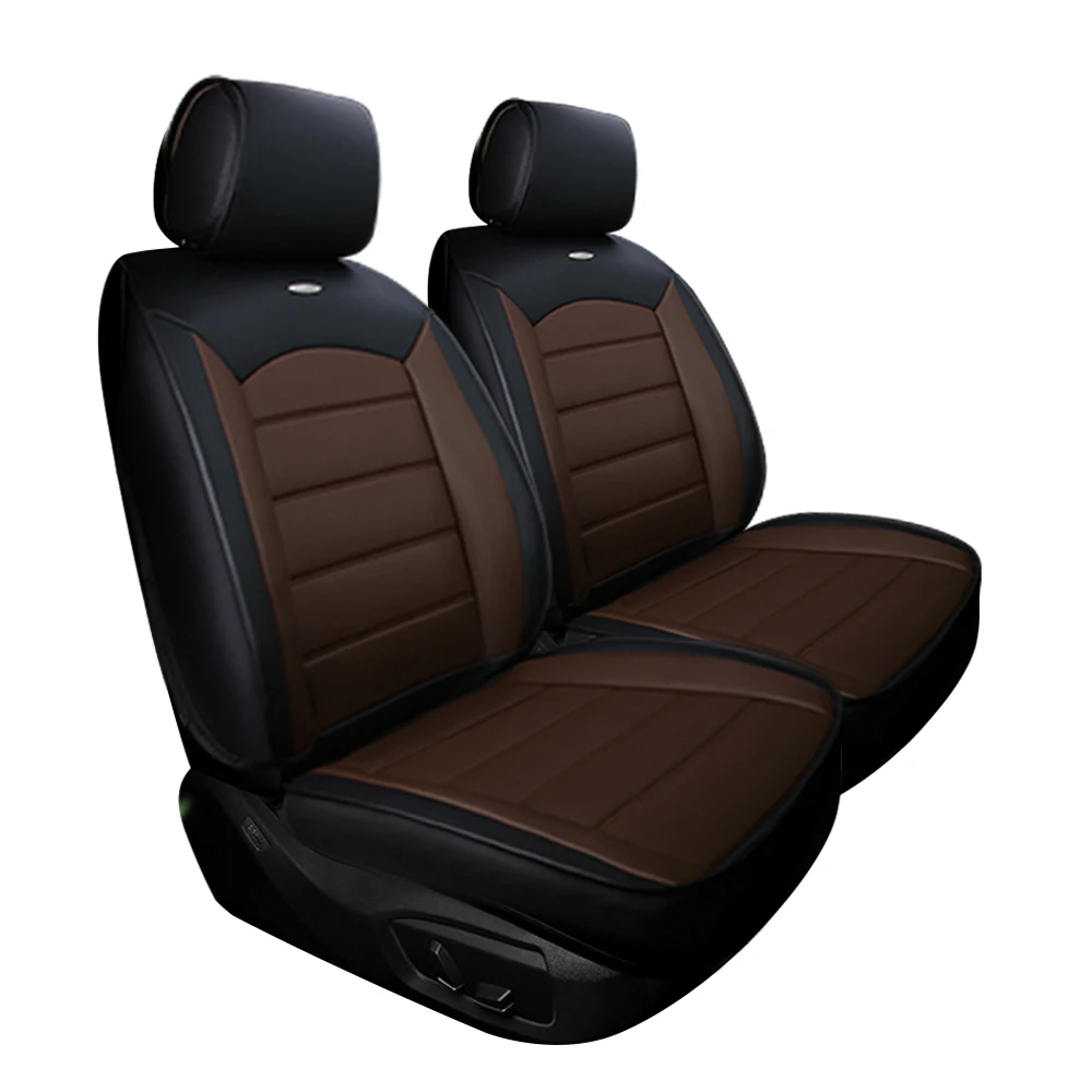 Black Brown Car Seat Covers Front Row 2-Seats Leather Cushion 005 Universal Seat Cover