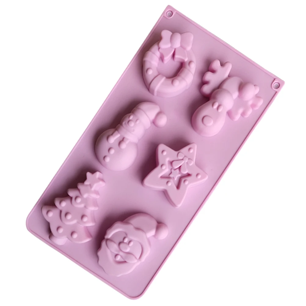 

1pc Christmas Tree Cake Mold Silicone Baking Pans Six Hole Candy Cheese Fashion Shaped Food Grade Easy Clean