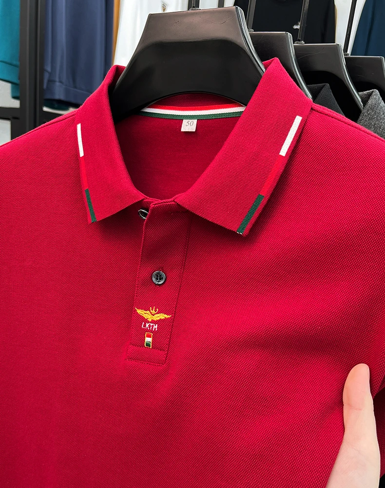 100% pure cotton long sleeved men\'s polo shirt autumn luxury brand custom embroidery design fashionable golf top casual T-shirt