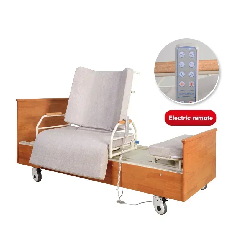 Hospital Furniture Wooden Electric Elderly Patient Nursing Room Bed Clinic Rotating Home Care Bed