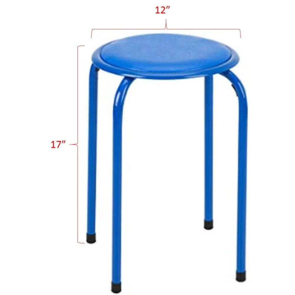 Stacking Stools with Padded Seats for Kids and Adults, 17" Standard Height Portable Nesting Padded Classroom Stools