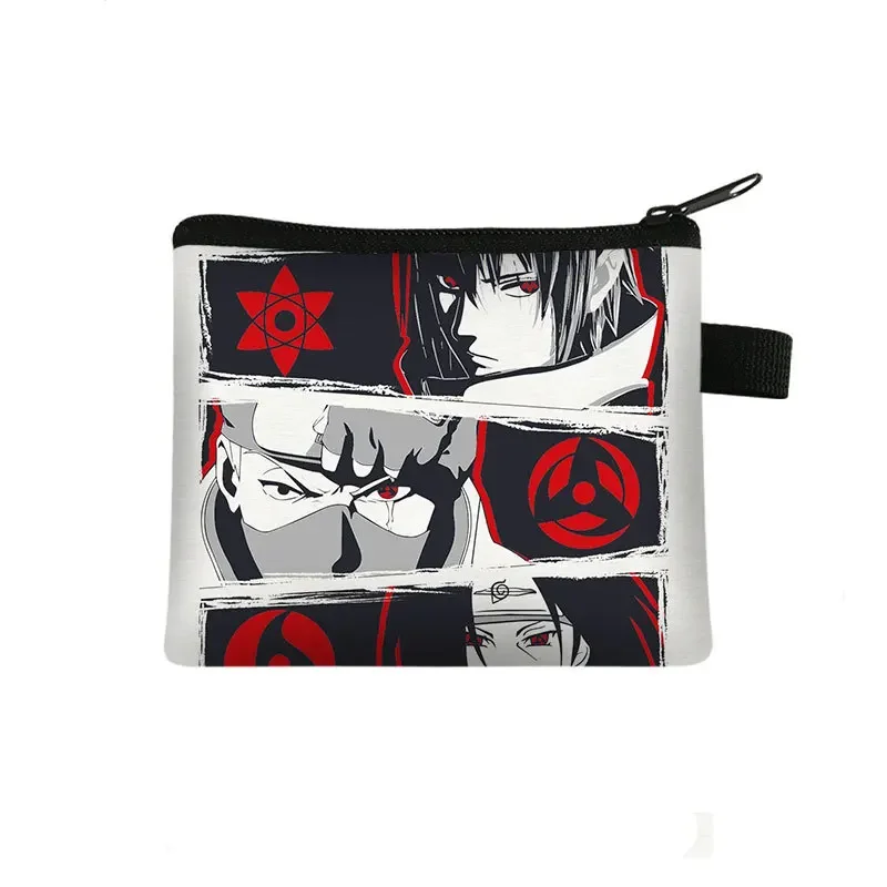 Naruto Akatsuki porte-monnaie pour enfant étudiant portefeuilles portables Uchiha Itachi imprimer fermetures éclair sac à main sac à monnaie 13.5x11CM cadeaux