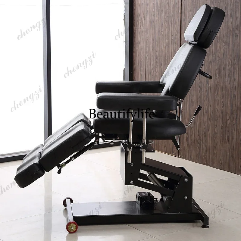 F182   Classic European Style Heavy Hydraulic Pump Tattoo Chair Spa Bed  Foldable Massage Tattoo Bed