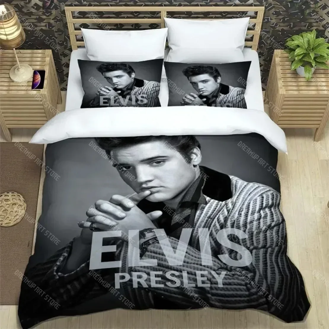 Singing star E-Elvis Bedding Set Fashion E-Elvis Quilt Cover Single Twin Full Queen King Size Bed Set with pillowcas with zip