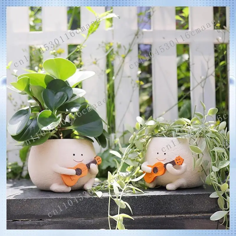 NEW Flower Pot with Drainage Holes and Cute Resin, Used for Unique Indoor Succulent  Pots  Plant Skewers