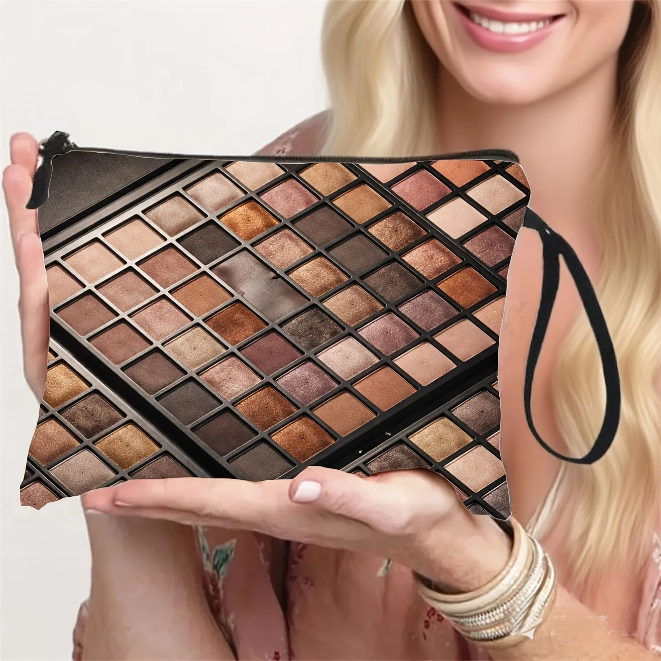 Multi-Color Eyeshadow Palette Organizer with   Portable Makeup Bag Travel Daily Lightweight Practical Toiletry Bag