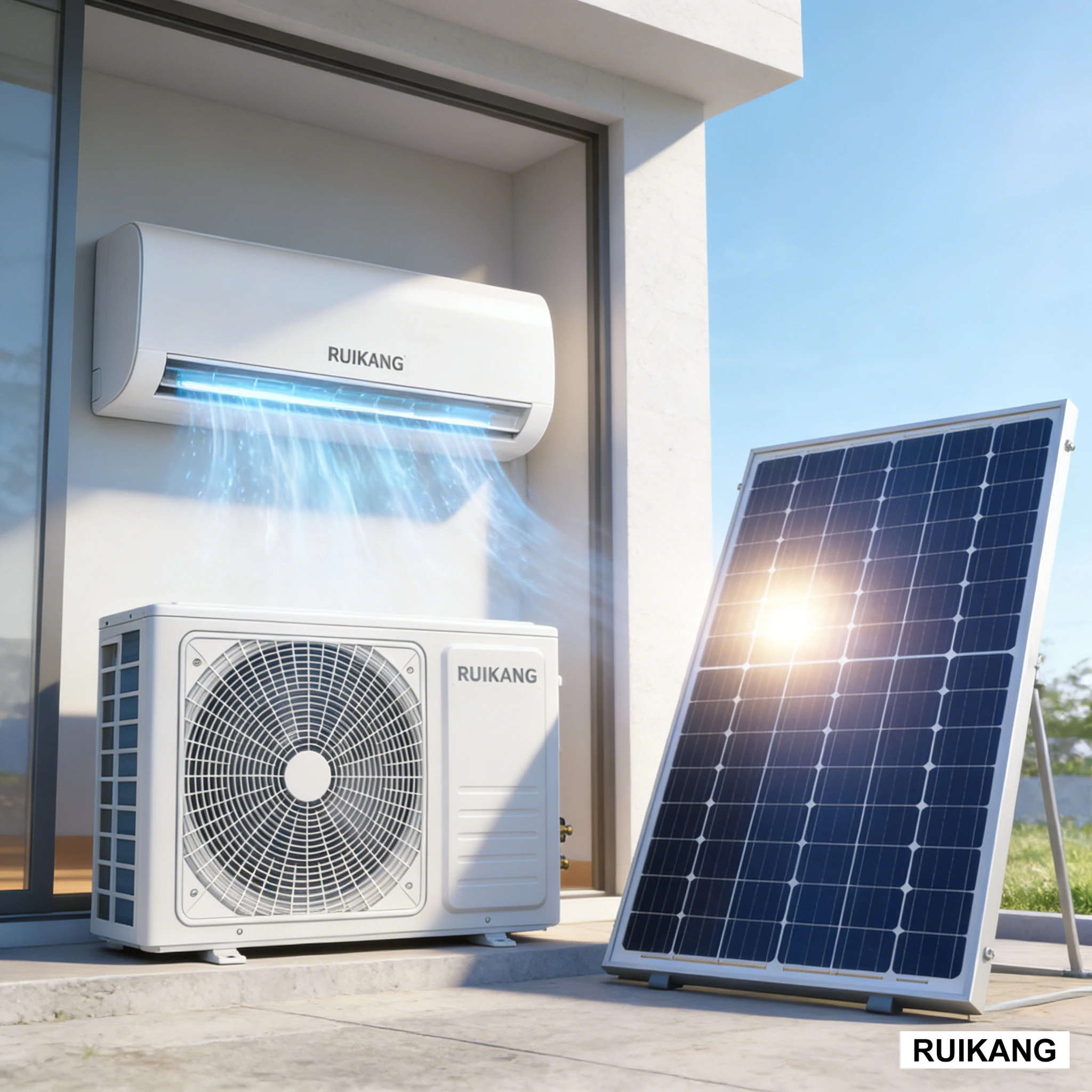 Ruikang Factory Hot Selling 12000 18000 24000BTU AC Solar Air Conditioner DC Solar Air Conditioner Split Home