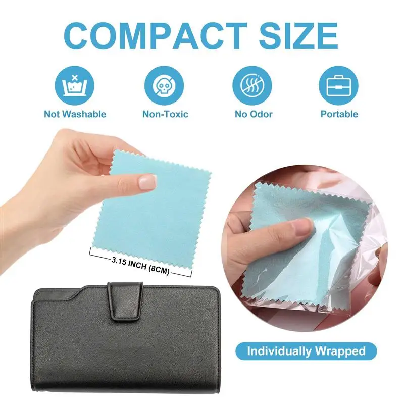 100 Pcs 8x8cm Silver Polishing Cloth Jewelry Cleaning Anti Tarnish Reusable Soft Wiping Cloth Keep Jewelry Shining Tools