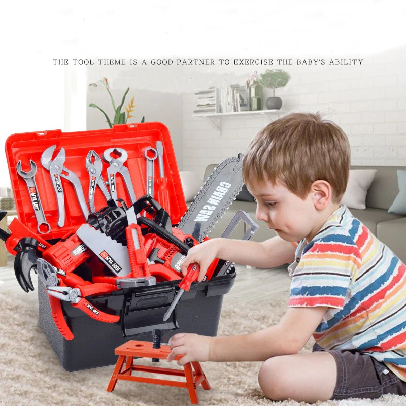 子供、子供のツール、シミュレーション玩具、電気ドリル、ドライバーツールキット、プレイボックスセット、ギフト用のエンジニアシミュレーション修理ツールボックス