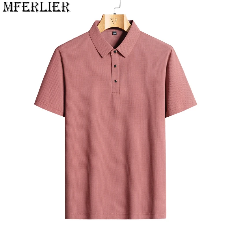 

9XL Summer Short sleeved Shirt Lapel Casual Men's Workwear Trendy Loose Letter Plus Size lapel T-shirt 150kg