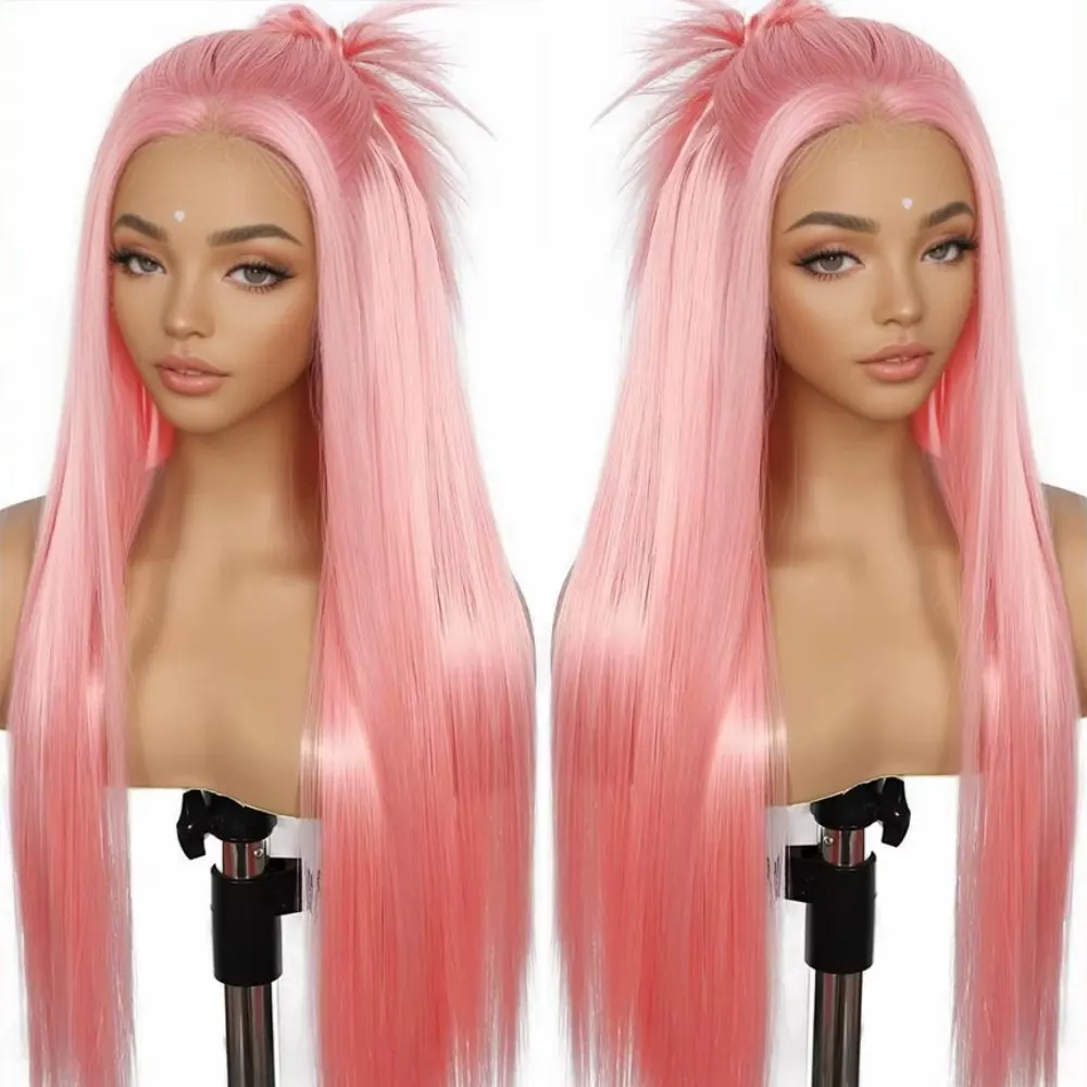 

Pink Straight Lace Front Wigs 13x4 Hd Lace Front Wigs Human Hair 200 Density Lace Front Wigs Human Hair for Women with Baby Hair
