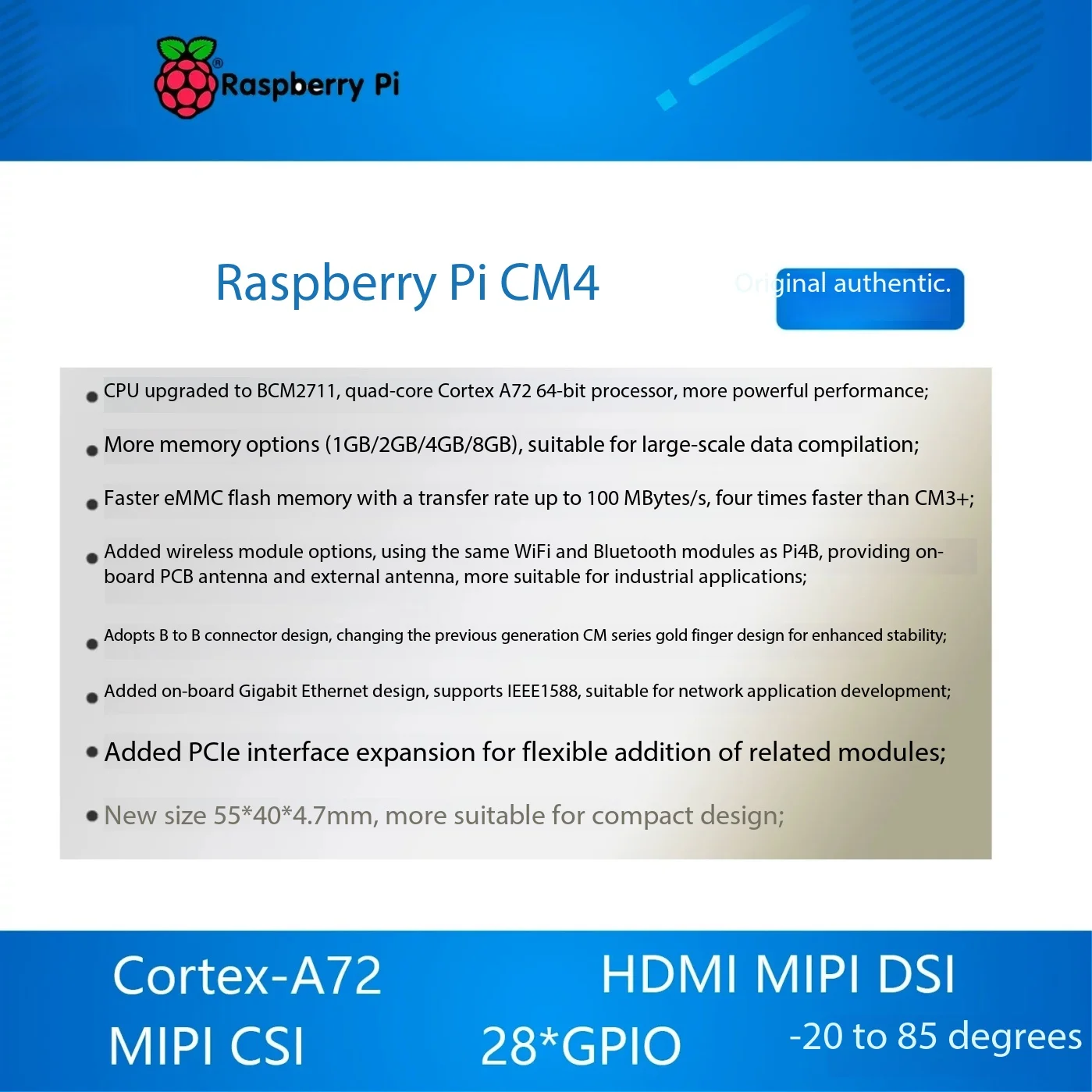 Raspberry Pi Compute Module 4 (CM4) core computing module board