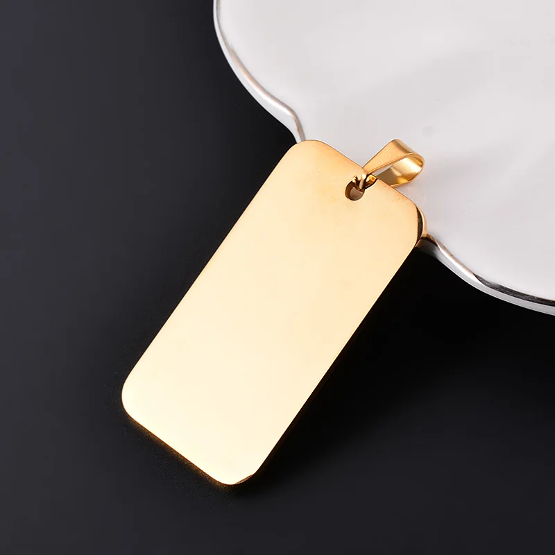 10pcs Wholesale Rectangle Stainless Steel Army ID Blank Dog Tags Pendant Necklace Jewelry Findings Hypollergenic 28x50mm