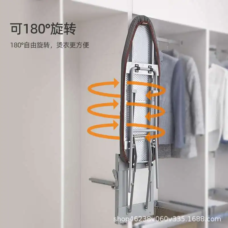 Cloakroom Household folding wardrobe Cabinet ironing board Hidden ironing board Electric iron rack Push-pull damping Lift