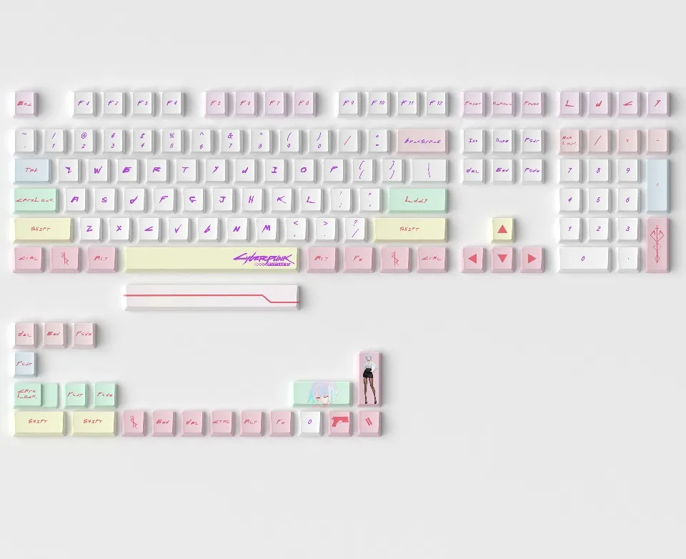 

Anime Edgerunners Lucy 129 Key Cap Key Cover PBT DYE Sublimation Cherry MX Cross Axis Switch Mechanical Keyboard Gift
