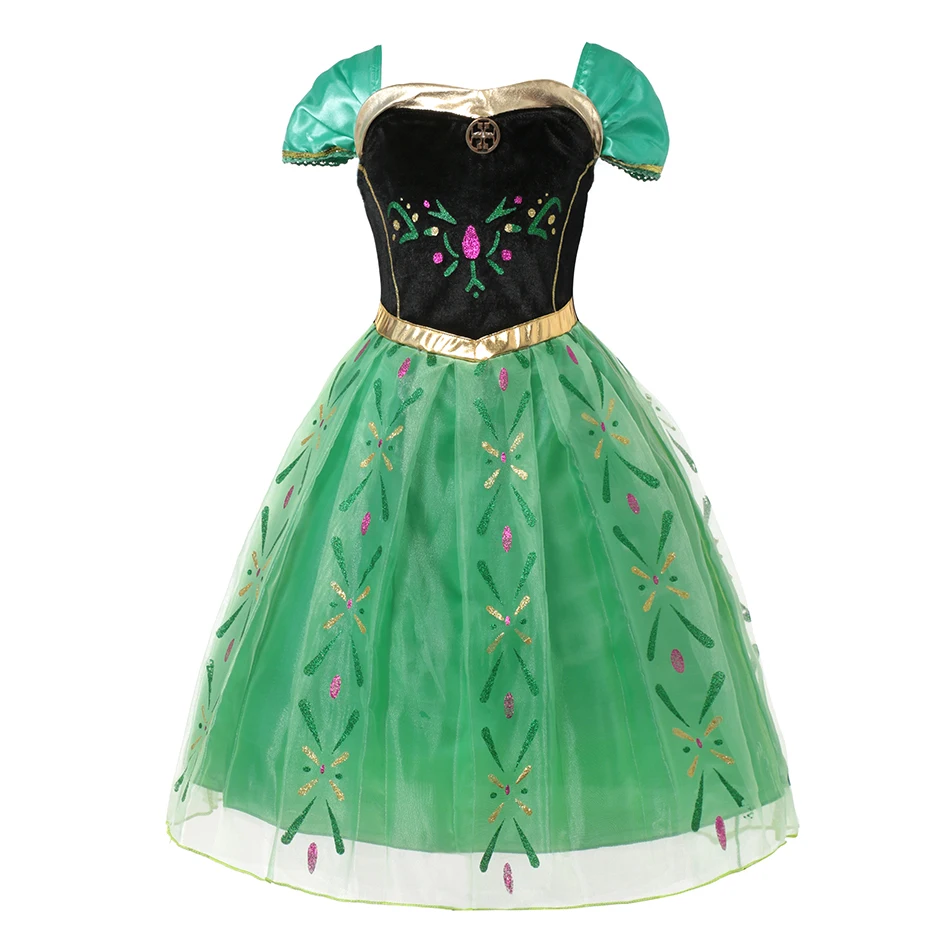 2025 Anna Dress for Girls Costume Mesh Sleeveless Dress Children Cosplay Birthday Party Gown Kids Purim Carnival Party Dress