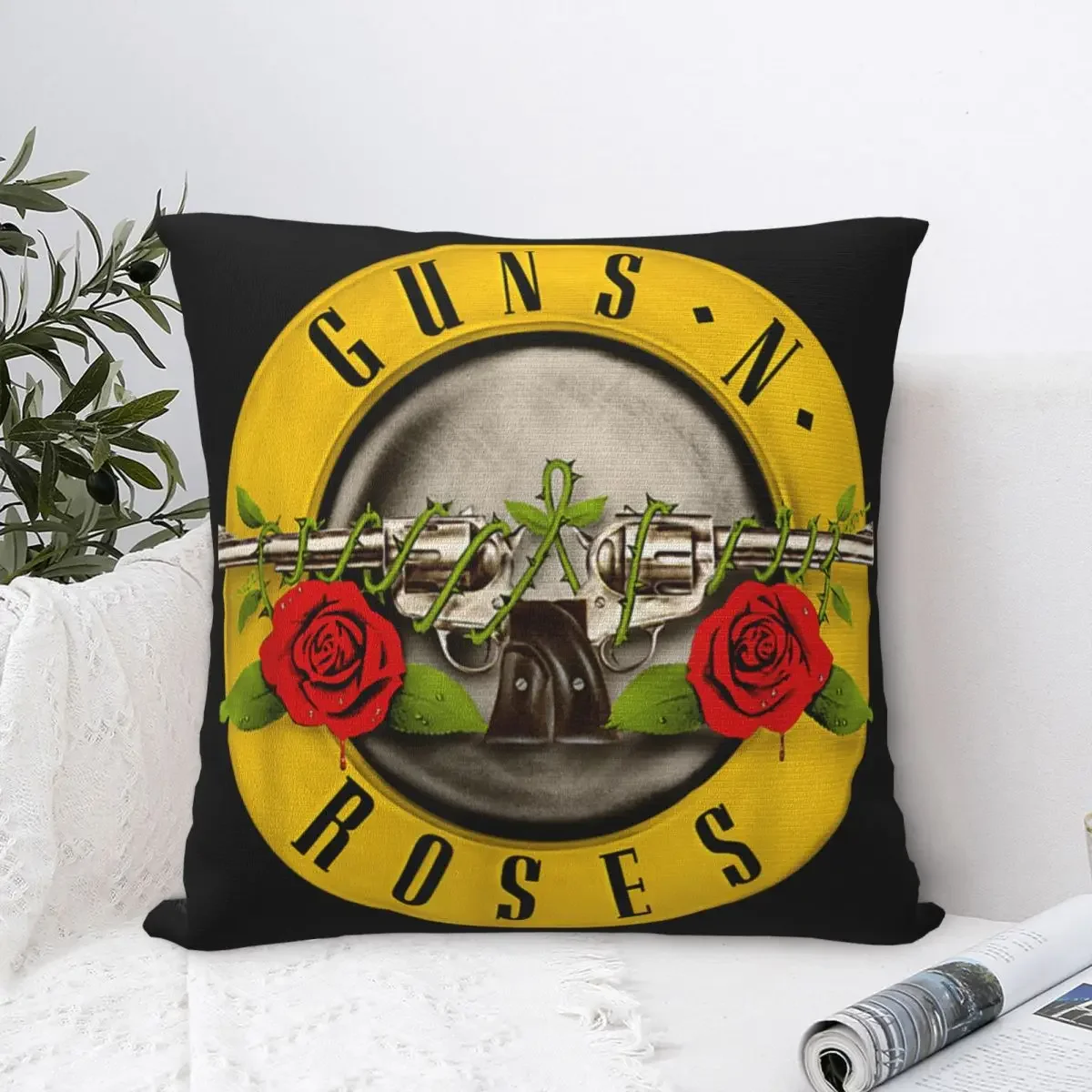 Pistolen N Rozen Bullet Logo Kussensloop Polyester Kussenhoes Decor Zware Metalen Kussensloop Hoes Auto Drop Shipping 18\'