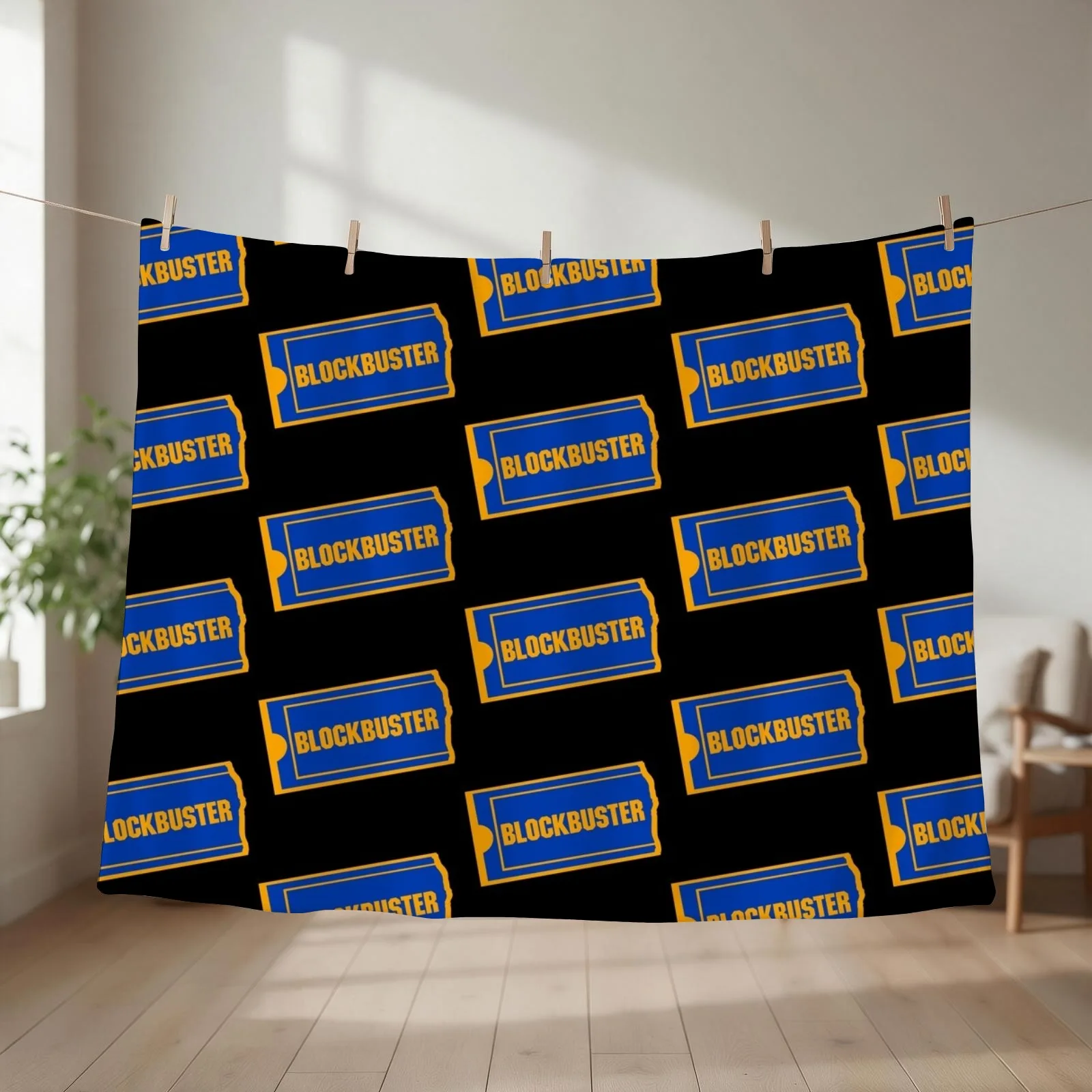 Blockbuster Logo Throw Blanket couch cozy soft plush fuzzy picnic outdoor blanket